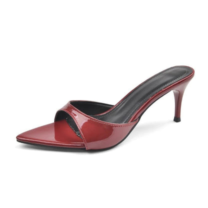 Sarini Gloss Pointed Toe Mule Heel