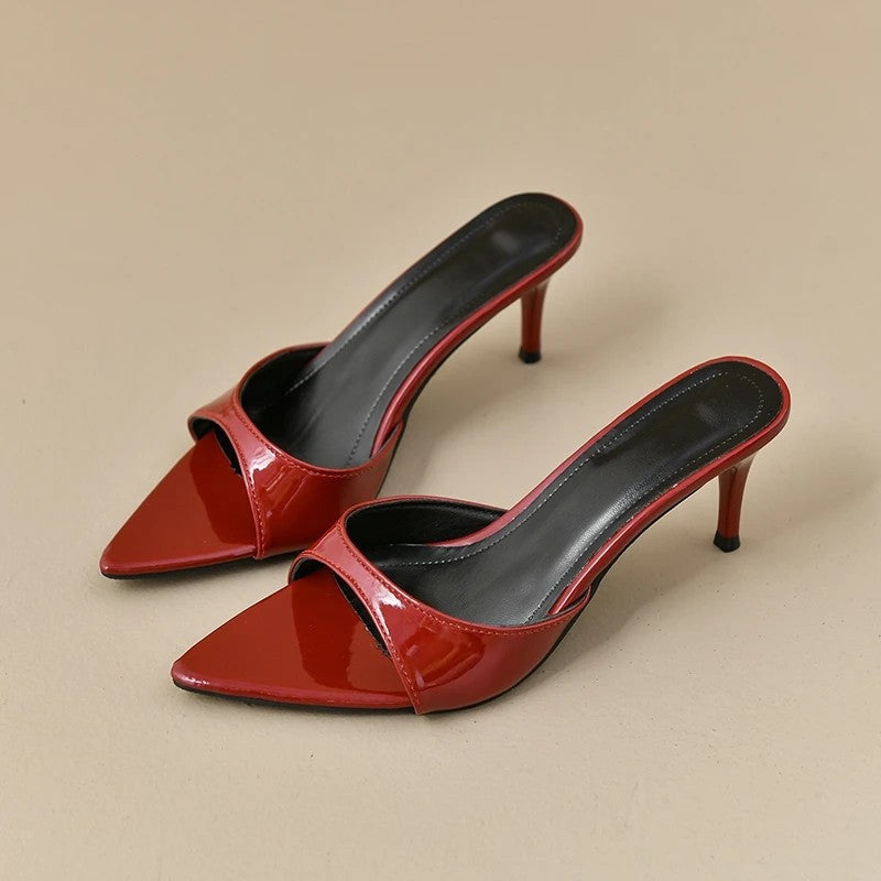 Sarini Gloss Pointed Toe Mule Heel
