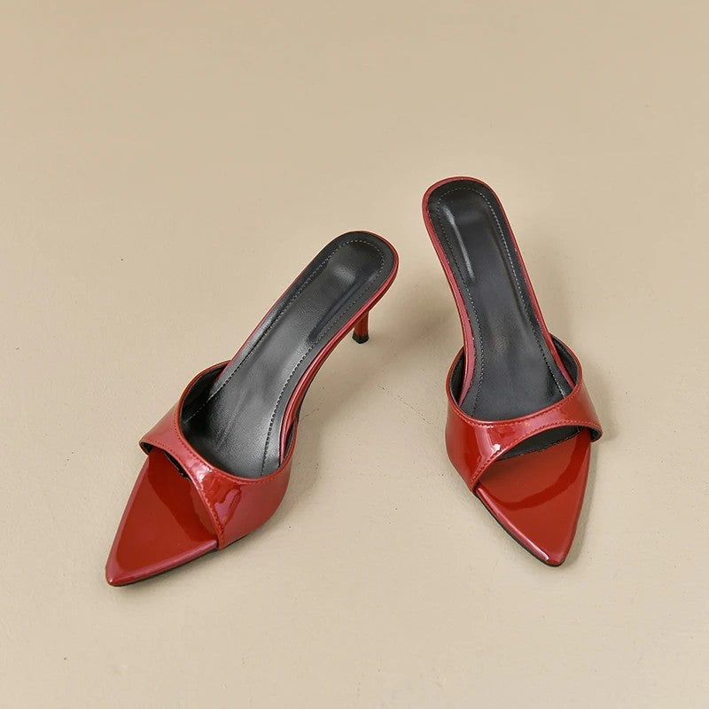 Sarini Gloss Pointed Toe Mule Heel
