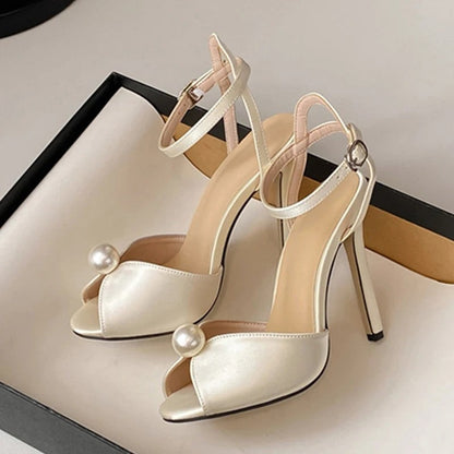 Serelina Pearl Accent Stiletto Sandals