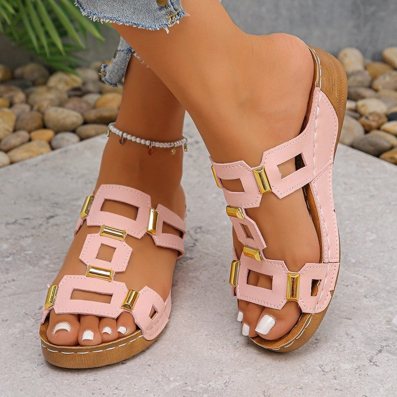 Sereni Square Cutout Slide Sandals