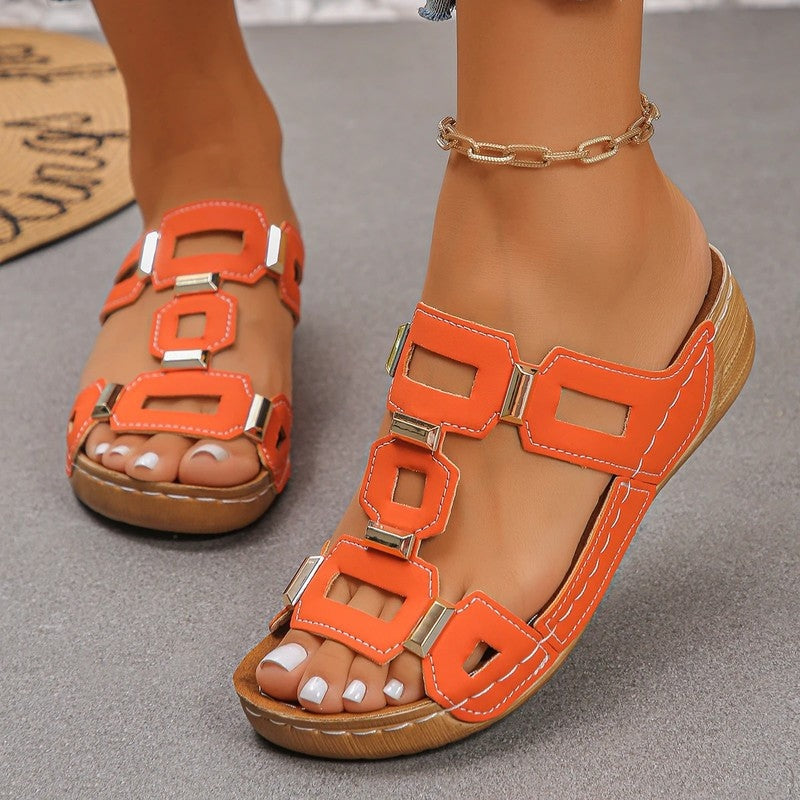 Sereni Square Cutout Slide Sandals