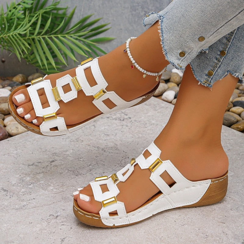 Sereni Square Cutout Slide Sandals