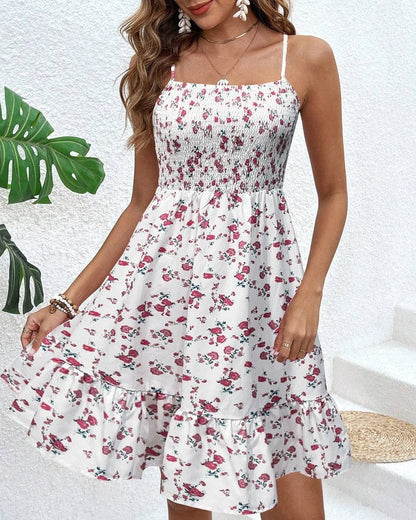Smocked Floral Ruffle Mini Sundress