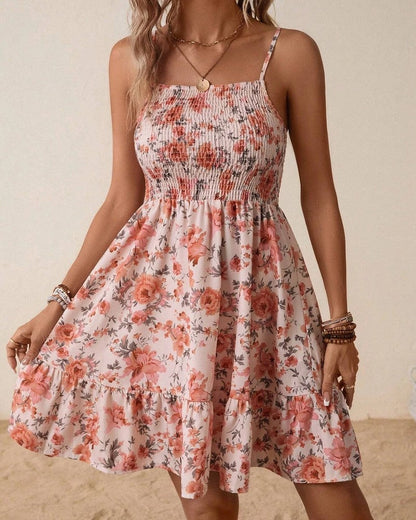 Smocked Floral Ruffle Mini Sundress