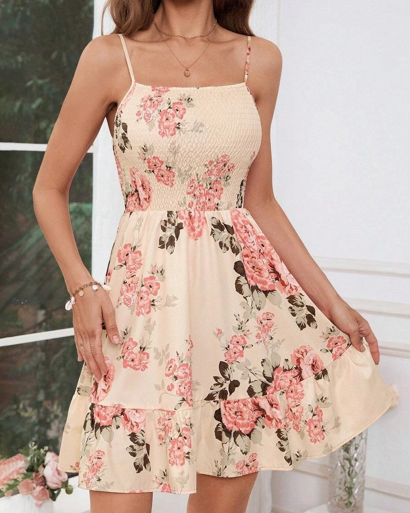 Smocked Floral Ruffle Mini Sundress