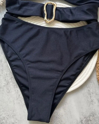 Strapless Cutout Metal Detail Swimsuit