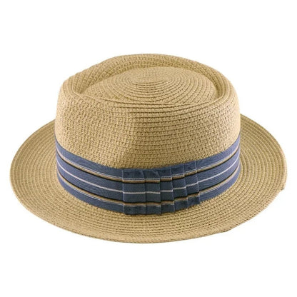 Straw Structured Boater Hat Bow Detail