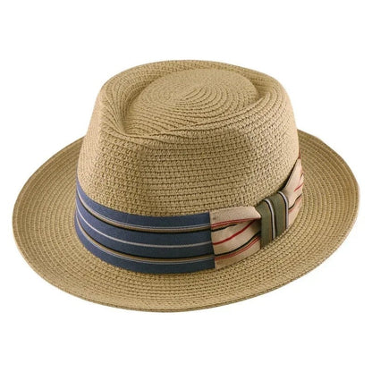 Straw Structured Boater Hat Bow Detail