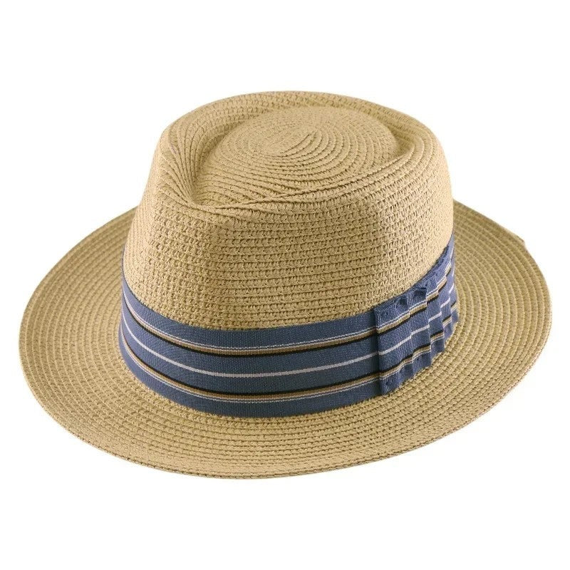 Straw Structured Boater Hat Bow Detail