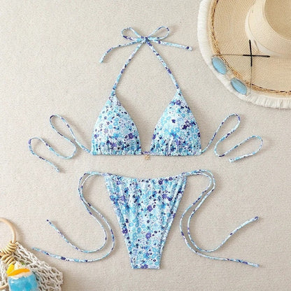 Triangle String Tie Bikini Swimsuit