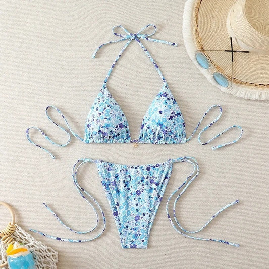 Triangle String Tie Bikini Swimsuit