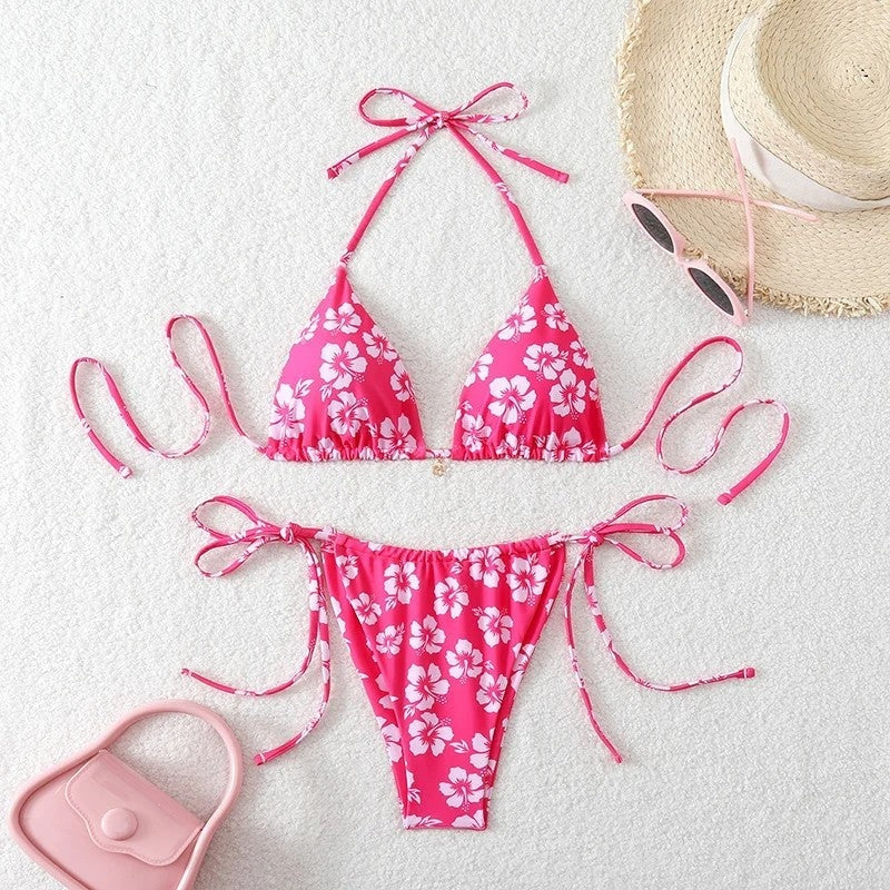 Triangle String Tie Bikini Swimsuit