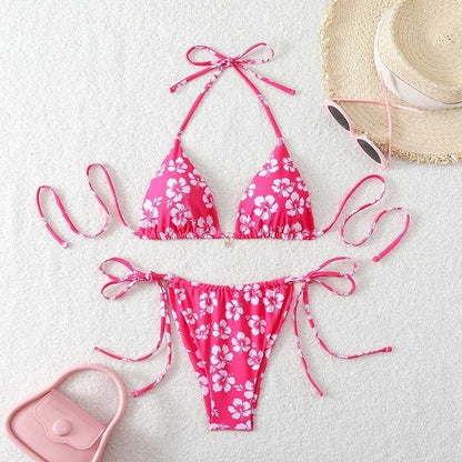 Triangle String Tie Bikini Swimsuit