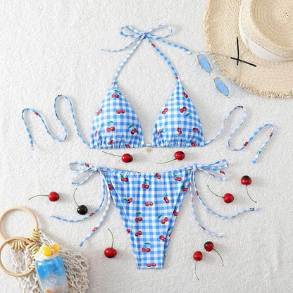 Triangle String Tie Bikini Swimsuit