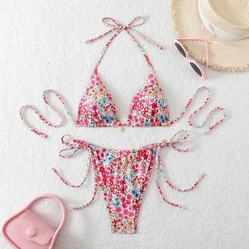 Triangle String Tie Bikini Swimsuit