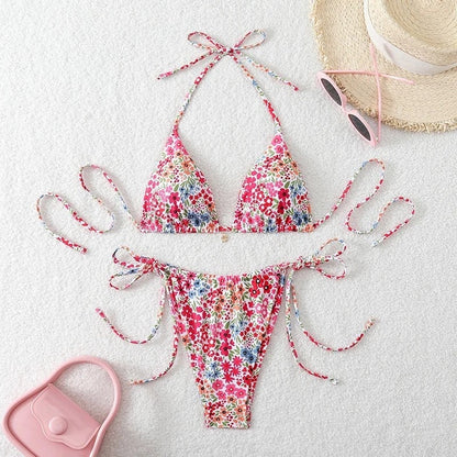 Triangle String Tie Bikini Swimsuit