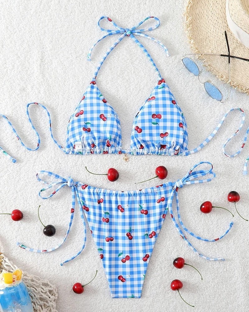 Triangle String Tie Bikini Swimsuit