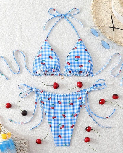 Triangle String Tie Bikini Swimsuit
