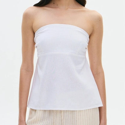 Striped Relaxed Strapless Tube Top