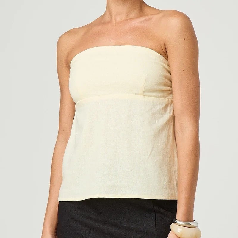 Striped Relaxed Strapless Tube Top