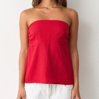 Striped Relaxed Strapless Tube Top