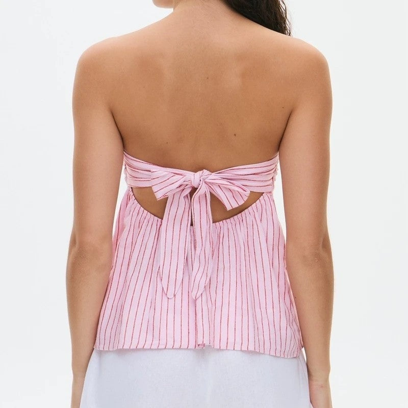 Striped Relaxed Strapless Tube Top