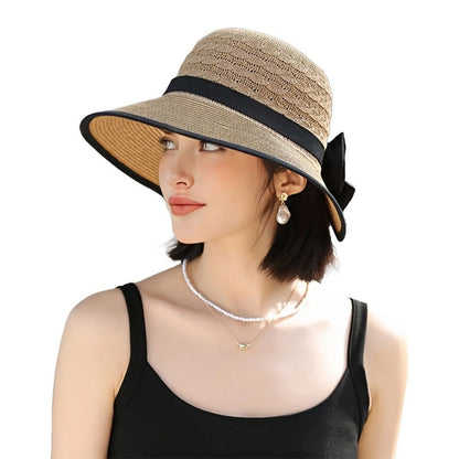 Sun Hat Wide Brim Elegant Bow