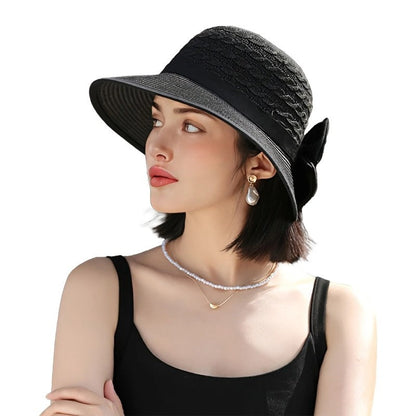 Sun Hat Wide Brim Elegant Bow