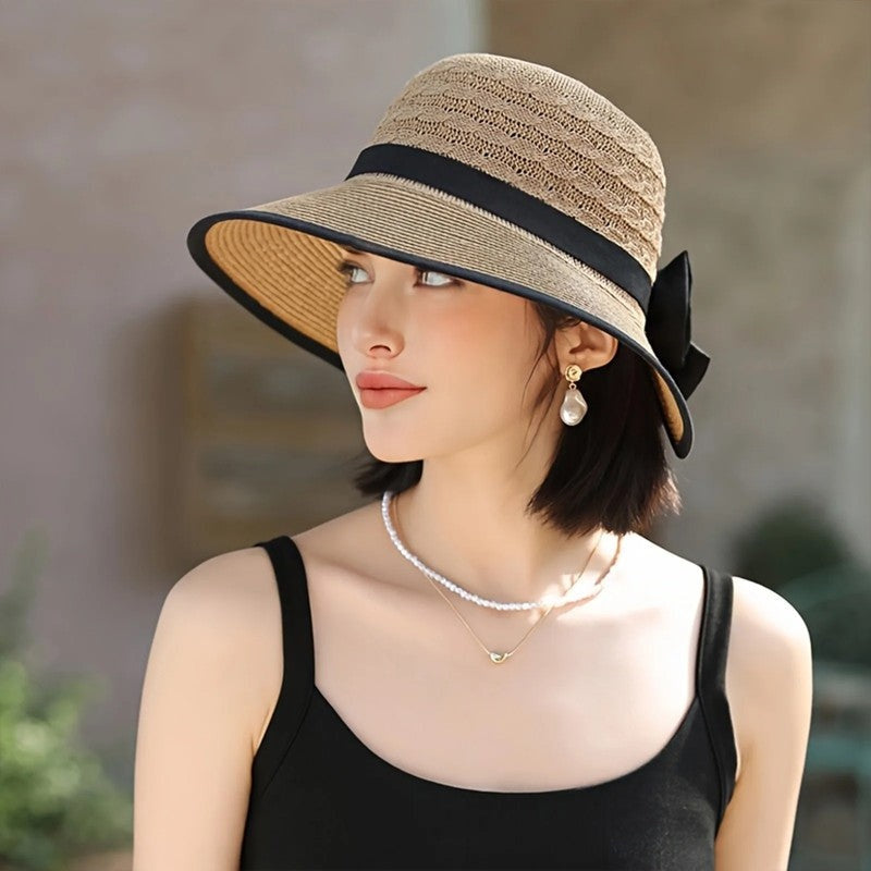 Sun Hat Wide Brim Elegant Bow