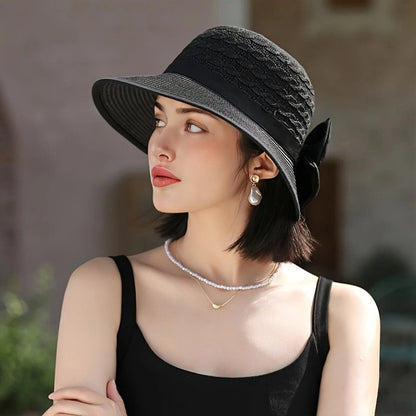 Sun Hat Wide Brim Elegant Bow