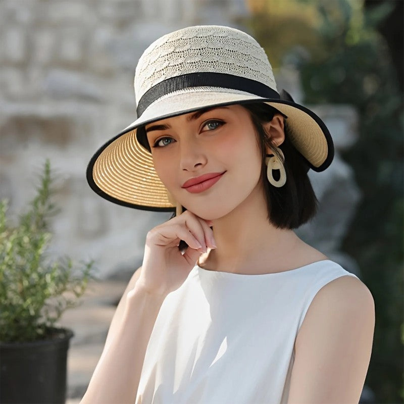 Sun Hat Wide Brim Elegant Bow