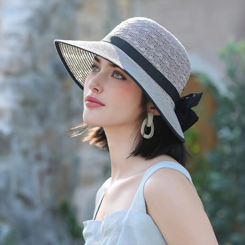 Sun Hat Wide Brim Elegant Bow