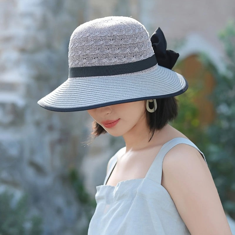 Sun Hat Wide Brim Elegant Bow