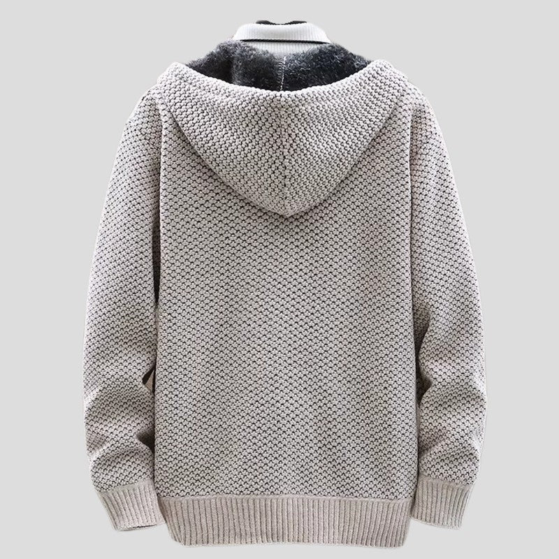 Textured Fleece Lined Hooded Zip Jacket