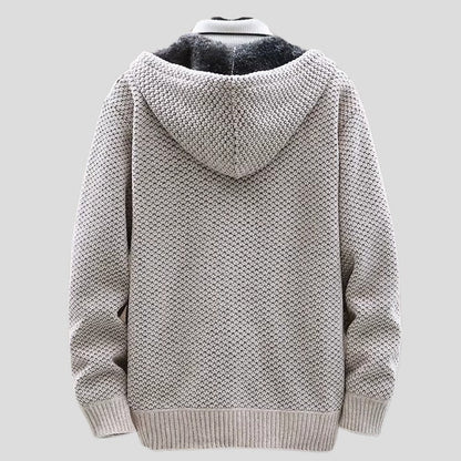 Textured Fleece Lined Hooded Zip Jacket