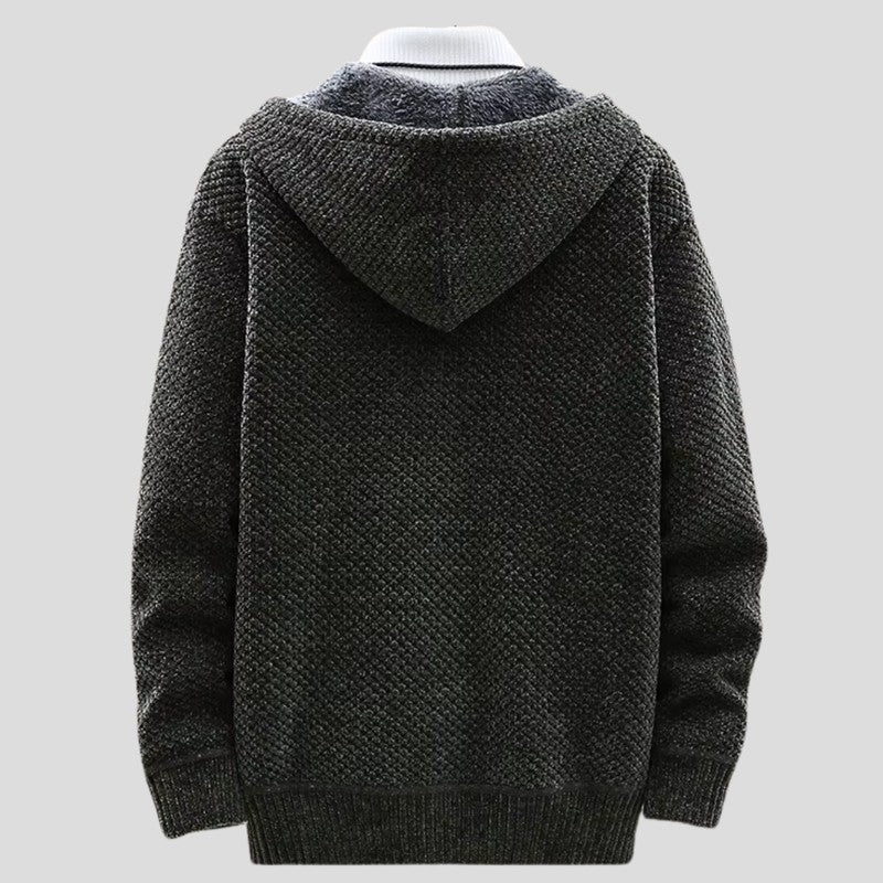 Textured Fleece Lined Hooded Zip Jacket