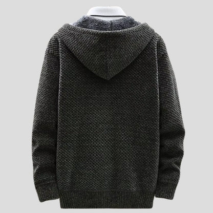 Textured Fleece Lined Hooded Zip Jacket