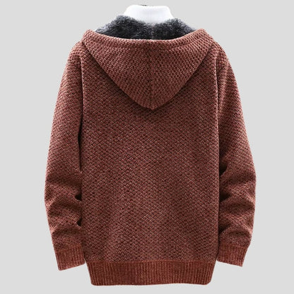 Textured Fleece Lined Hooded Zip Jacket