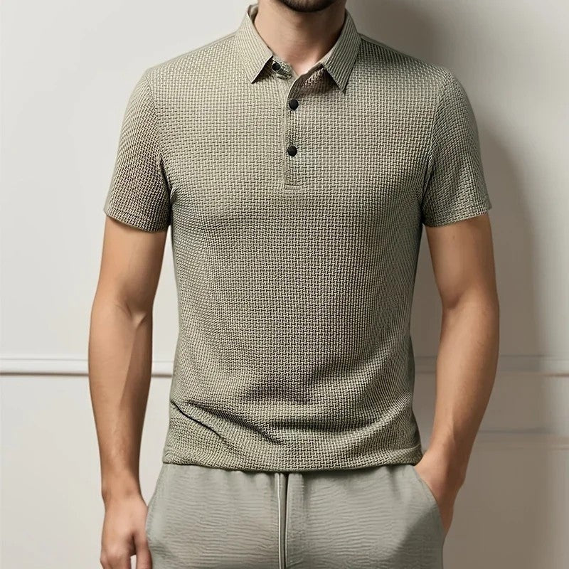 Textured Knit Modern Polo Shirt