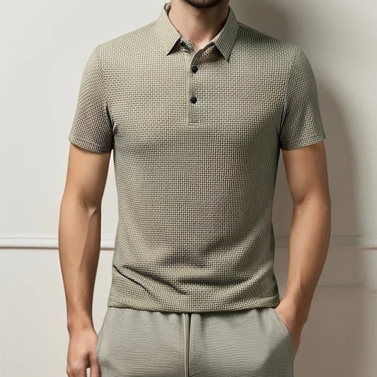 Textured Knit Modern Polo Shirt