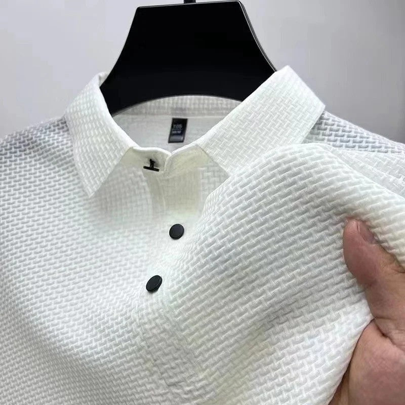 Textured Knit Modern Polo Shirt