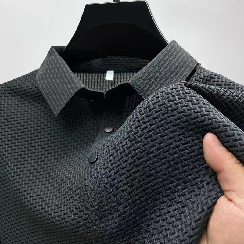 Textured Knit Modern Polo Shirt