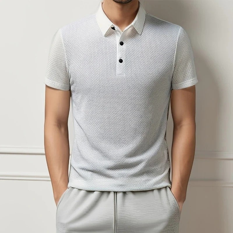 Textured Knit Modern Polo Shirt