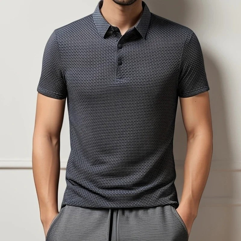 Textured Knit Modern Polo Shirt