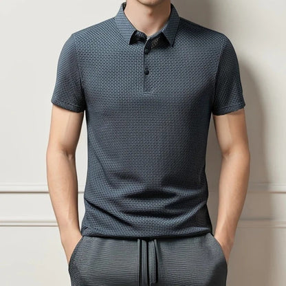 Textured Knit Modern Polo Shirt