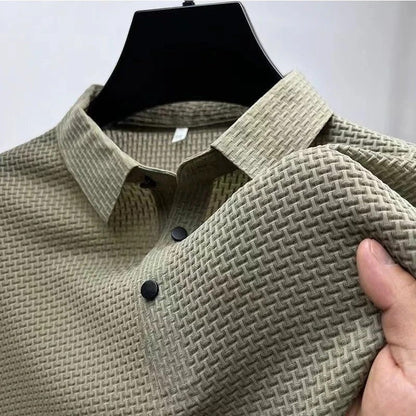 Textured Knit Modern Polo Shirt