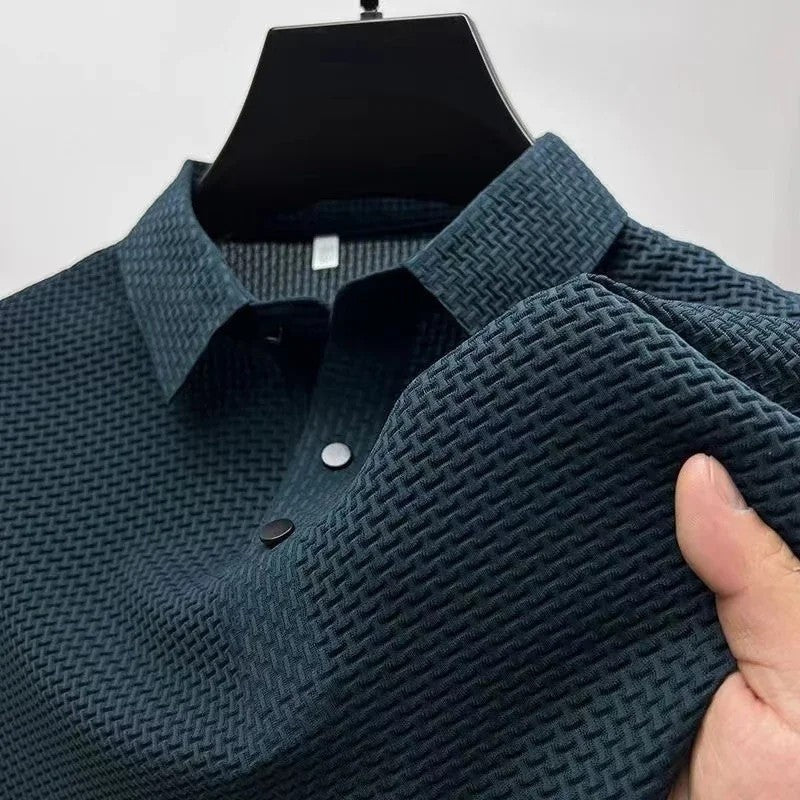 Textured Knit Modern Polo Shirt