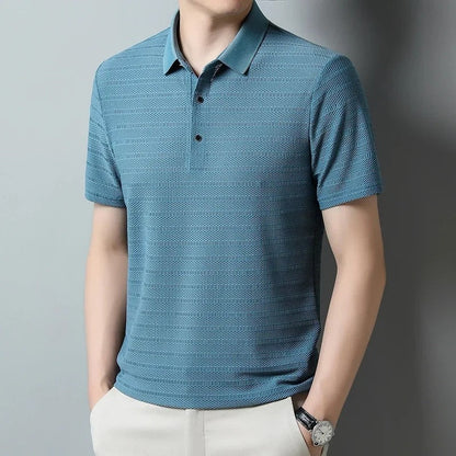 Textured Knit Short Sleeve Polo Shirt
