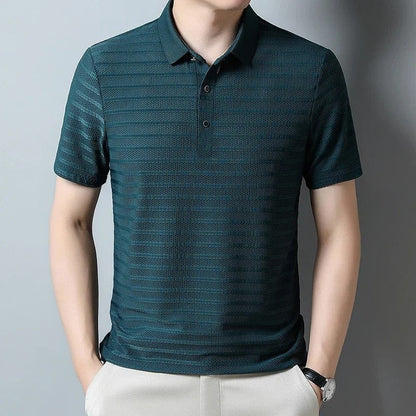 Textured Knit Short Sleeve Polo Shirt